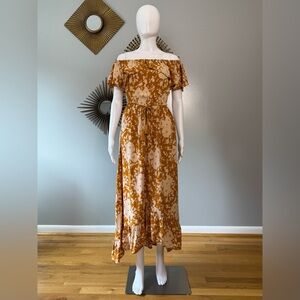 Off the Shoulder Flower Print Dress